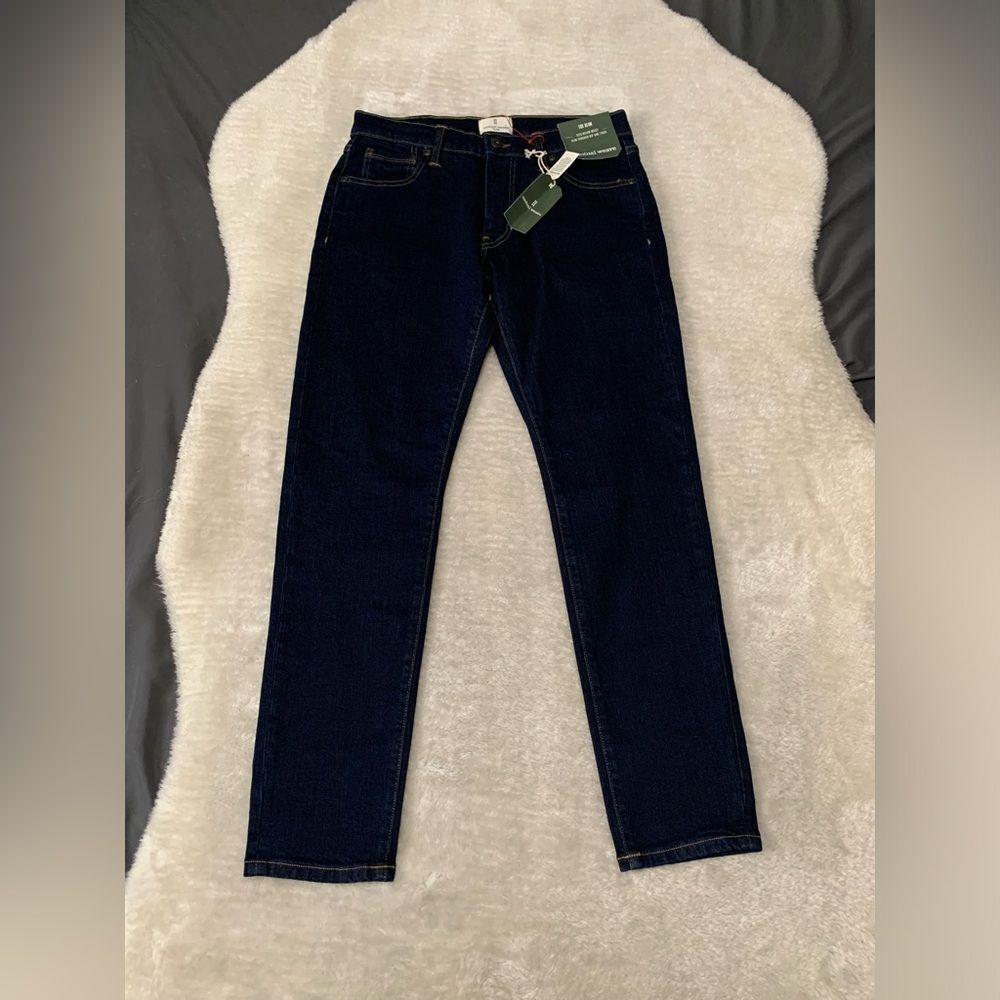 New Mutual Weave Mens Dark Blue Slim Denim Jeans Size 30x30‎ Pants